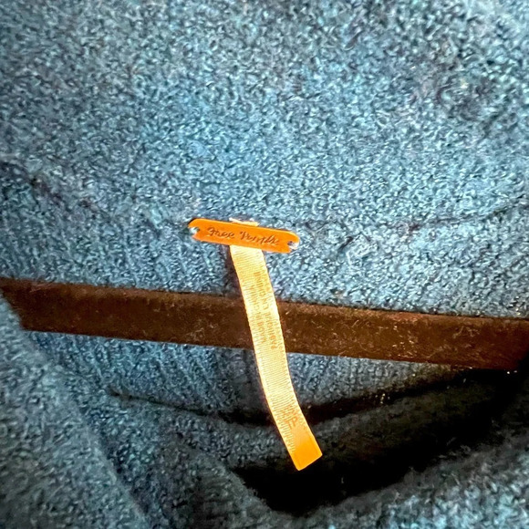 Free People Cotton Bohemian Cowl Neck Dark Teal Ribbed Oversized Sweater Size XS - Picture 15 of 16